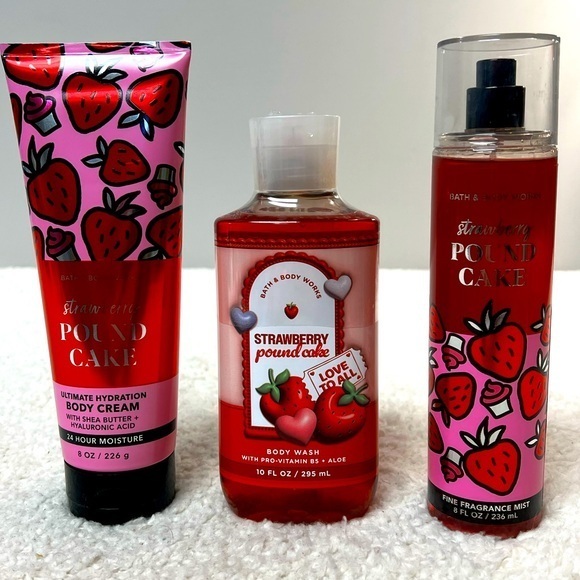 Bath & Body Works Other - 🎉HP🎉 Bath & Body Works "Strawberry Pound Cake" Body Creme, Wash, Fragrance